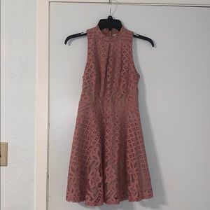 Pink lace dress + tan lining